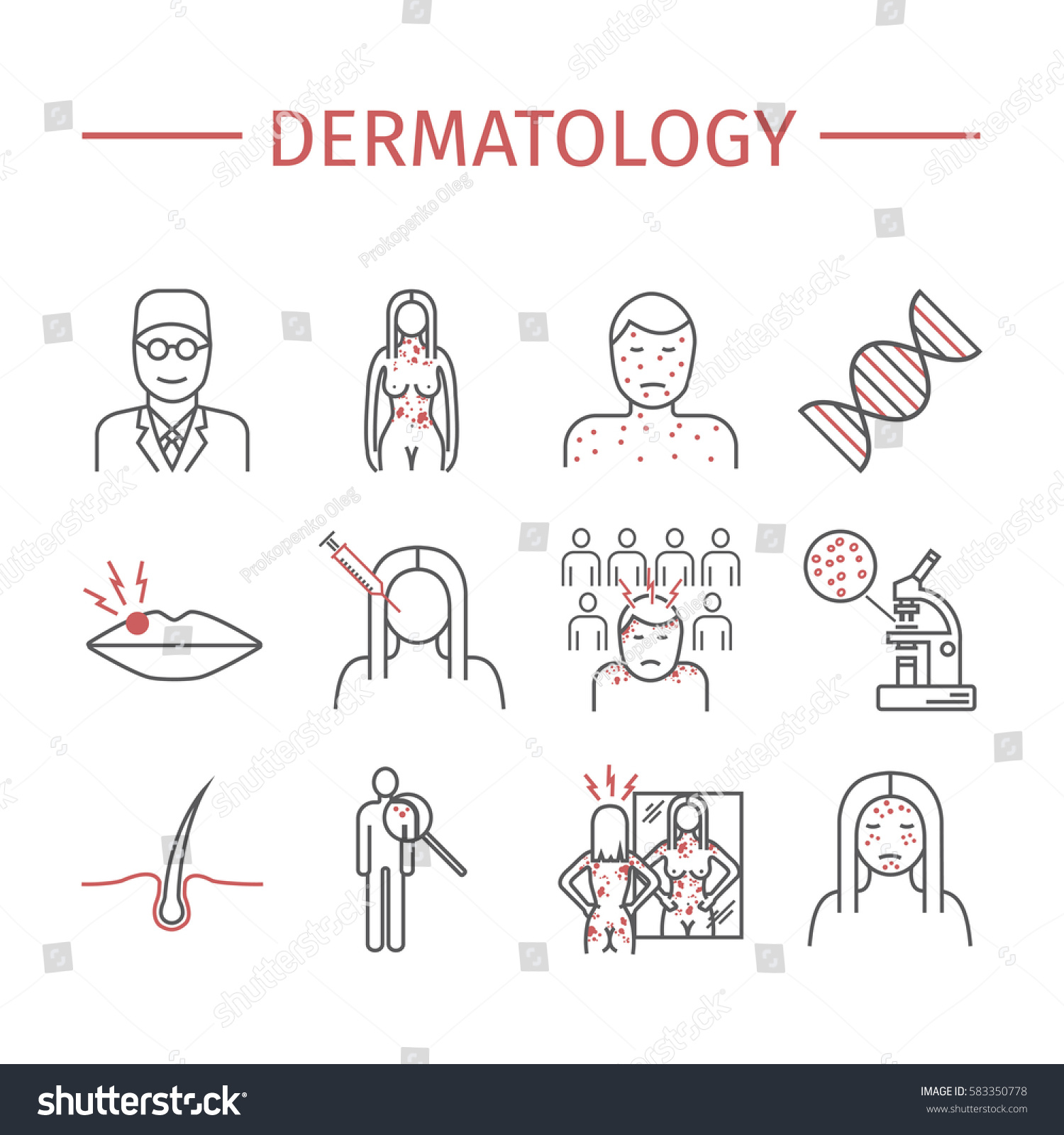 Dermatology Line Icons Set Vector Signs Stock Vector (Royalty Free