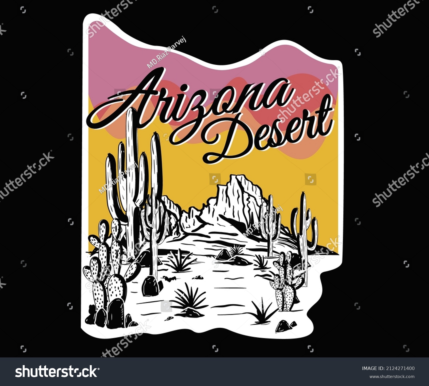 Desert Cactus Print Design T Shirt Stock Vector (Royalty Free ...