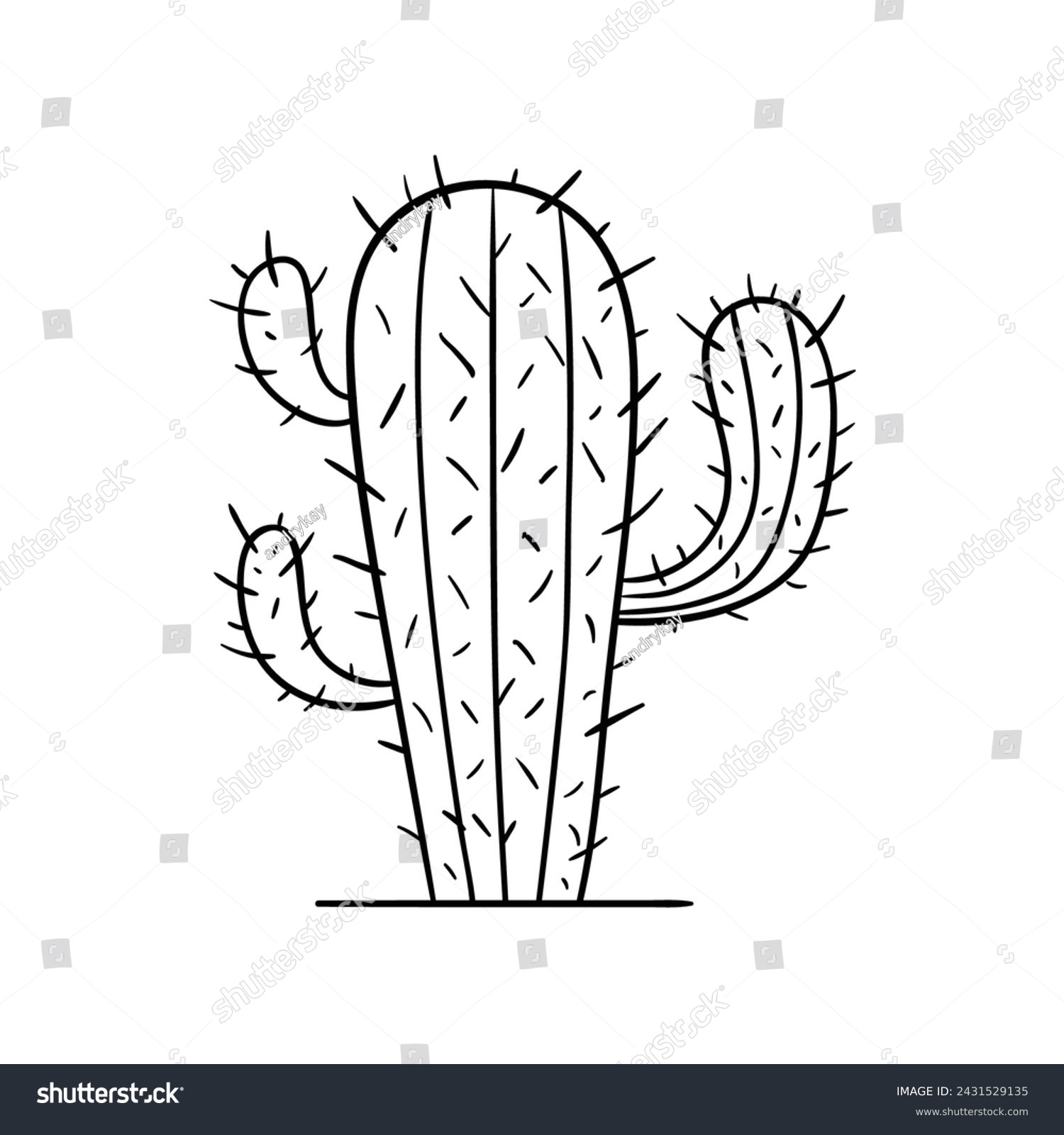 SVG of Desert cactus. Hand drawn vector illustration. svg