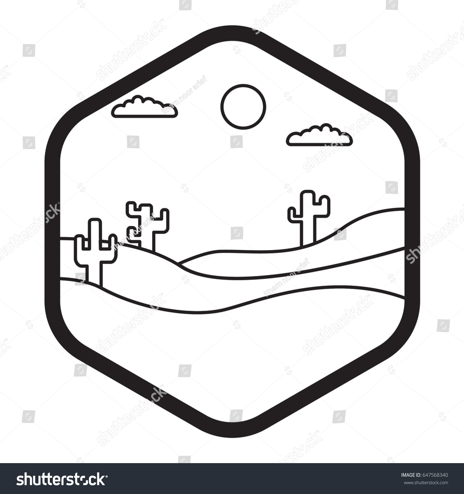 Desert Landscape Icon Outline Stock Vector (Royalty Free) 647568340