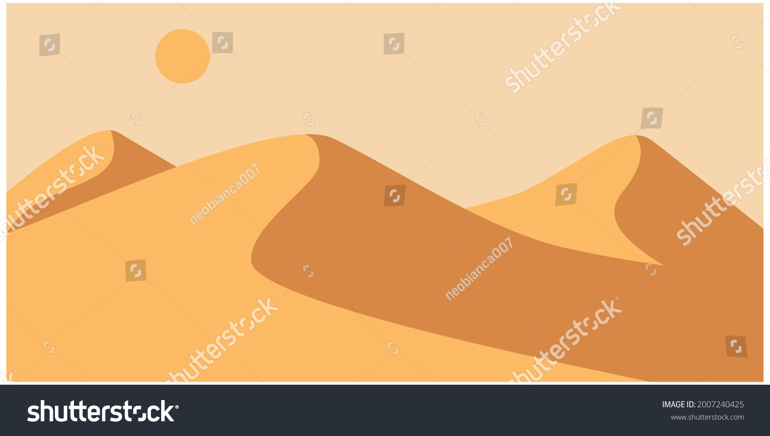 SVG of Desert landscape with a sun and sandy.Desert dunes background.Abstract vector background with dramatic desert dunes and sunset. svg