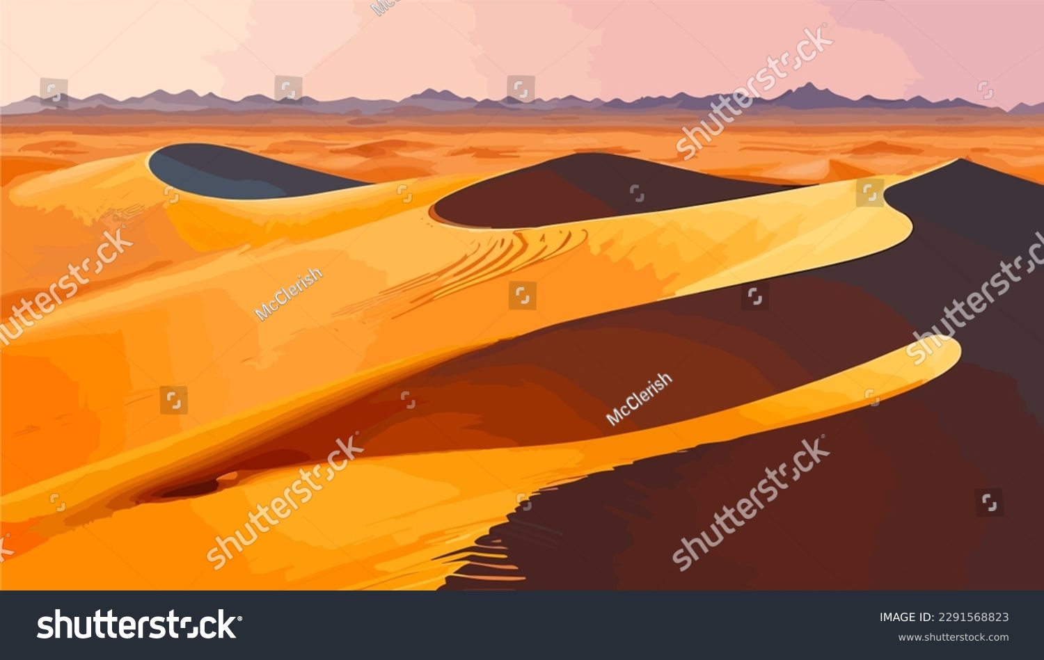 SVG of Desert sand dunes. Vector illustration of a desert landscape. svg