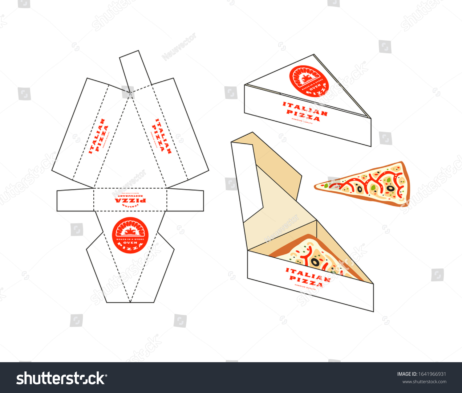 Design Box Pizza Slice Unwrapped Box Vector De Stock Libre De