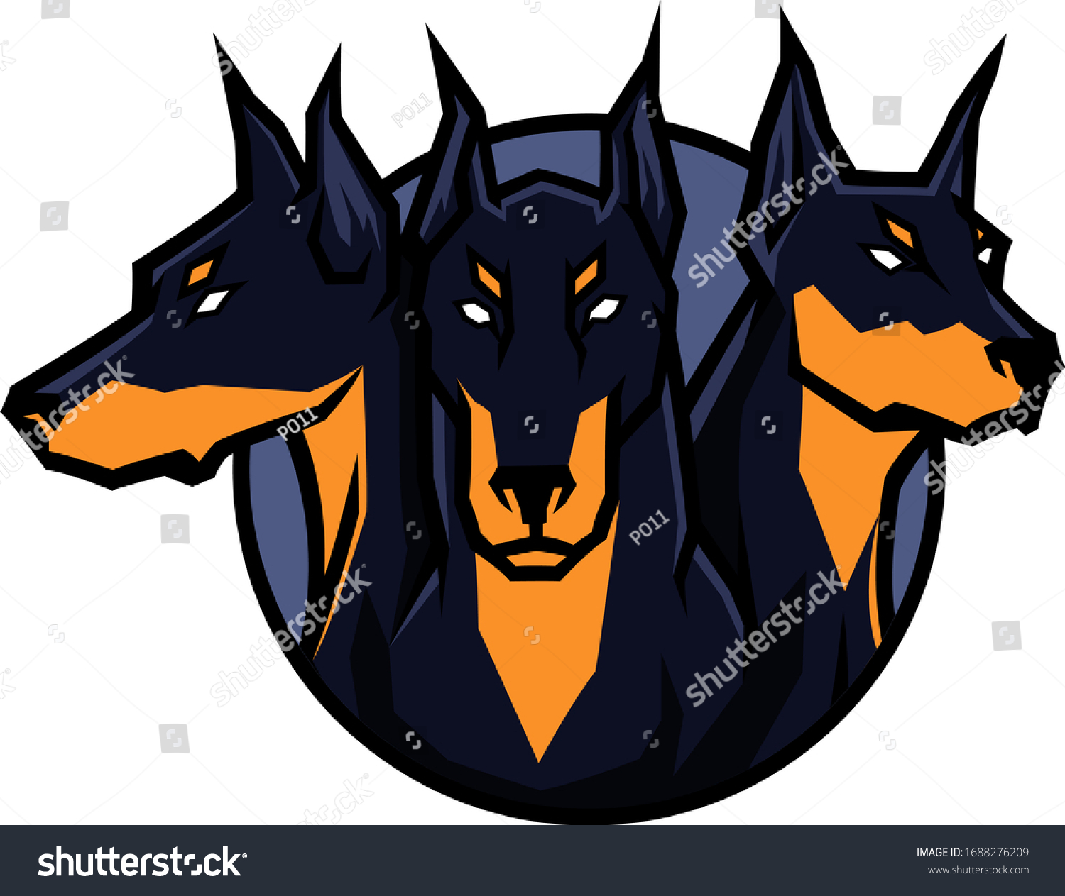 SVG of Design of Cerberus Three Heads Dog Logotype Vector svg