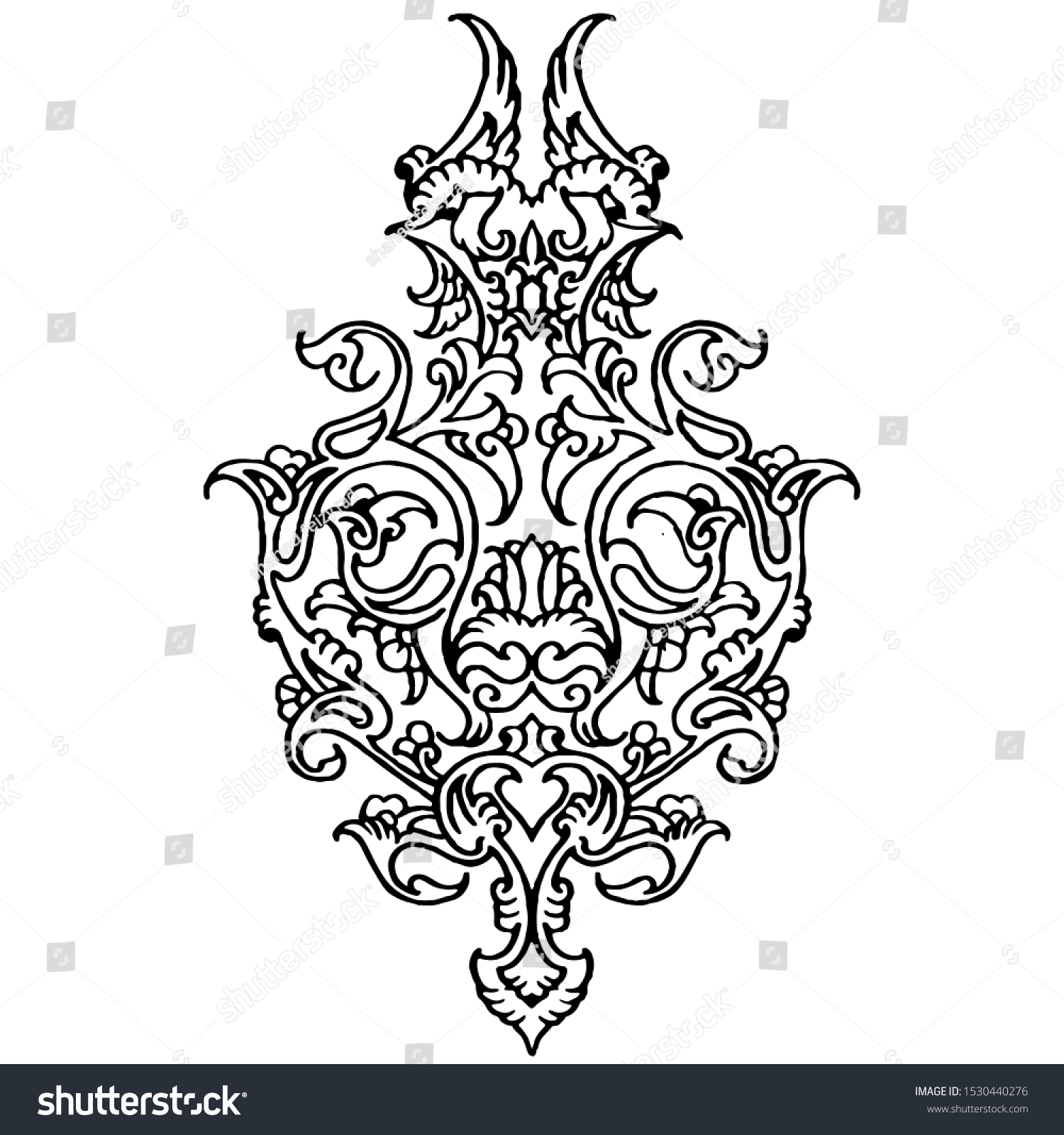 Design Khata Flowers Iranian Illumination Manuscript Stock Vector ...