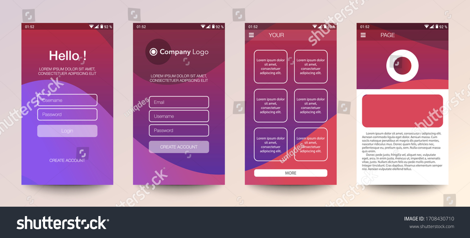 Design Mobile App Ui Ux Gui Vetor Stock Livre De Direitos