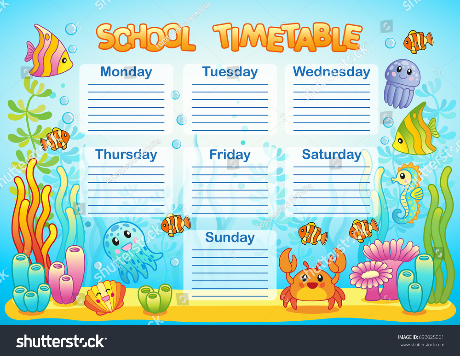 Design School Timetable For Kids Bright