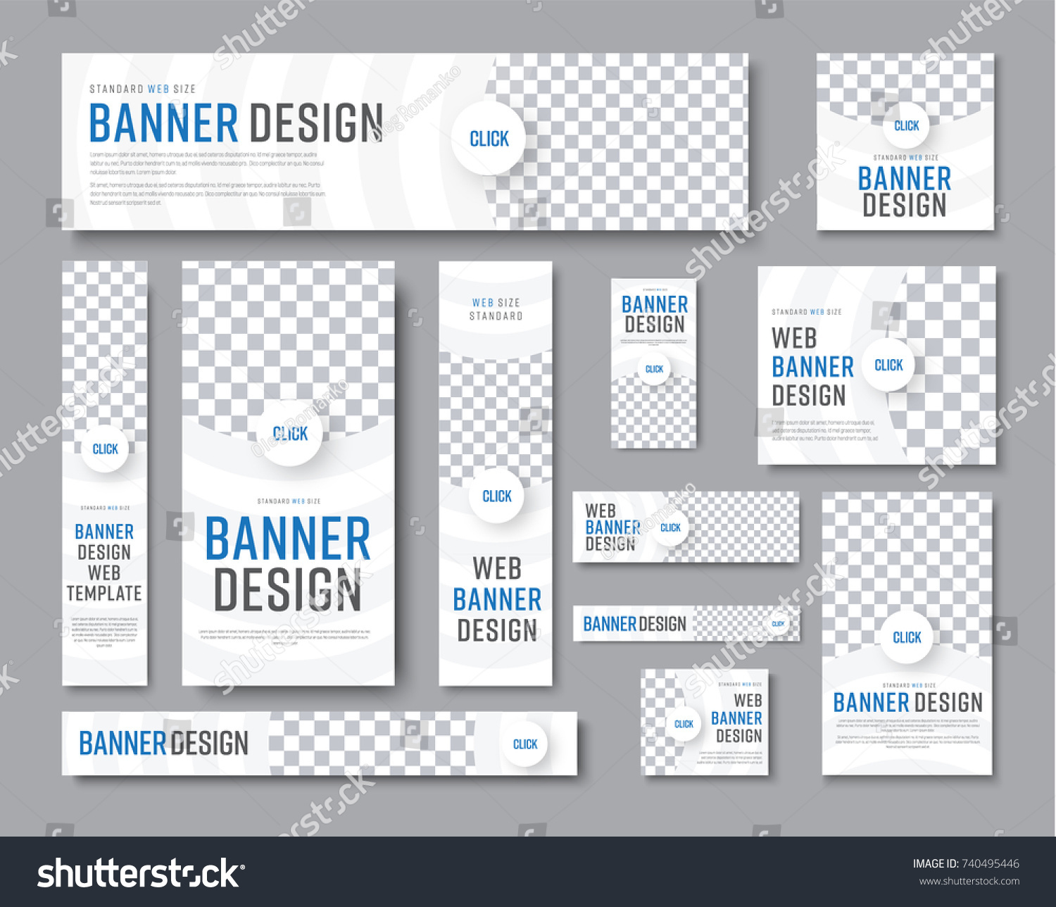 Design Vector White Banners Standard Sizes Stok Vektör ...