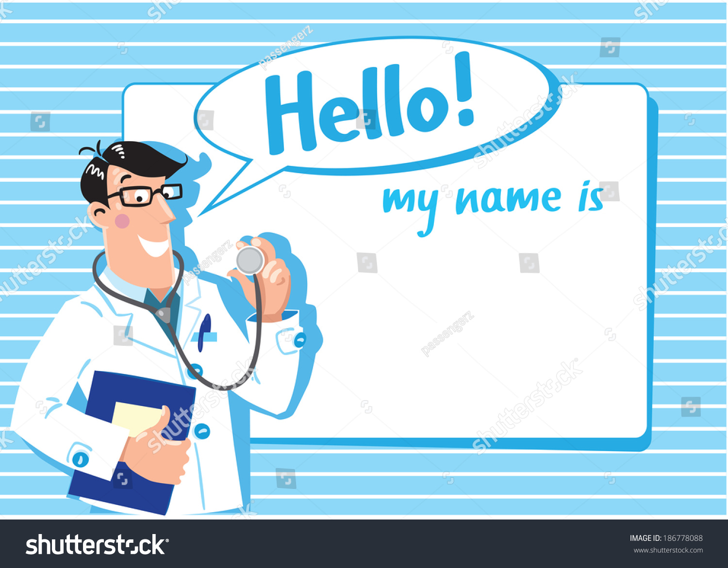 Design Template Badge Smiling Doctor Lightblue Stock Vector Royalty Free