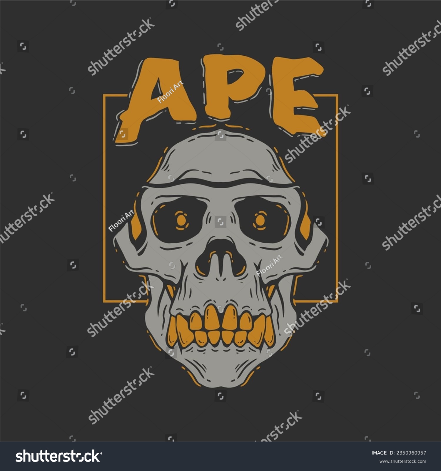 SVG of design template skull ape bone. hand drawn illustration design skull ape for t shirt svg