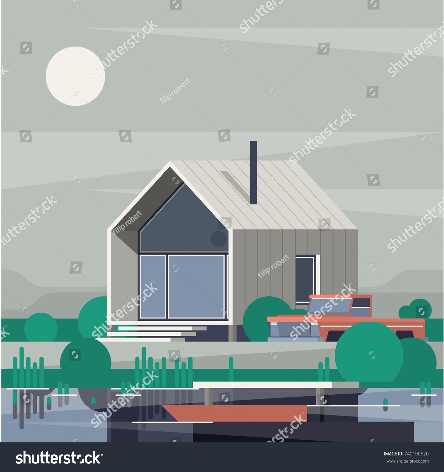 Designer Cabin Illustration Vector Background Stock Vector (Royalty ...