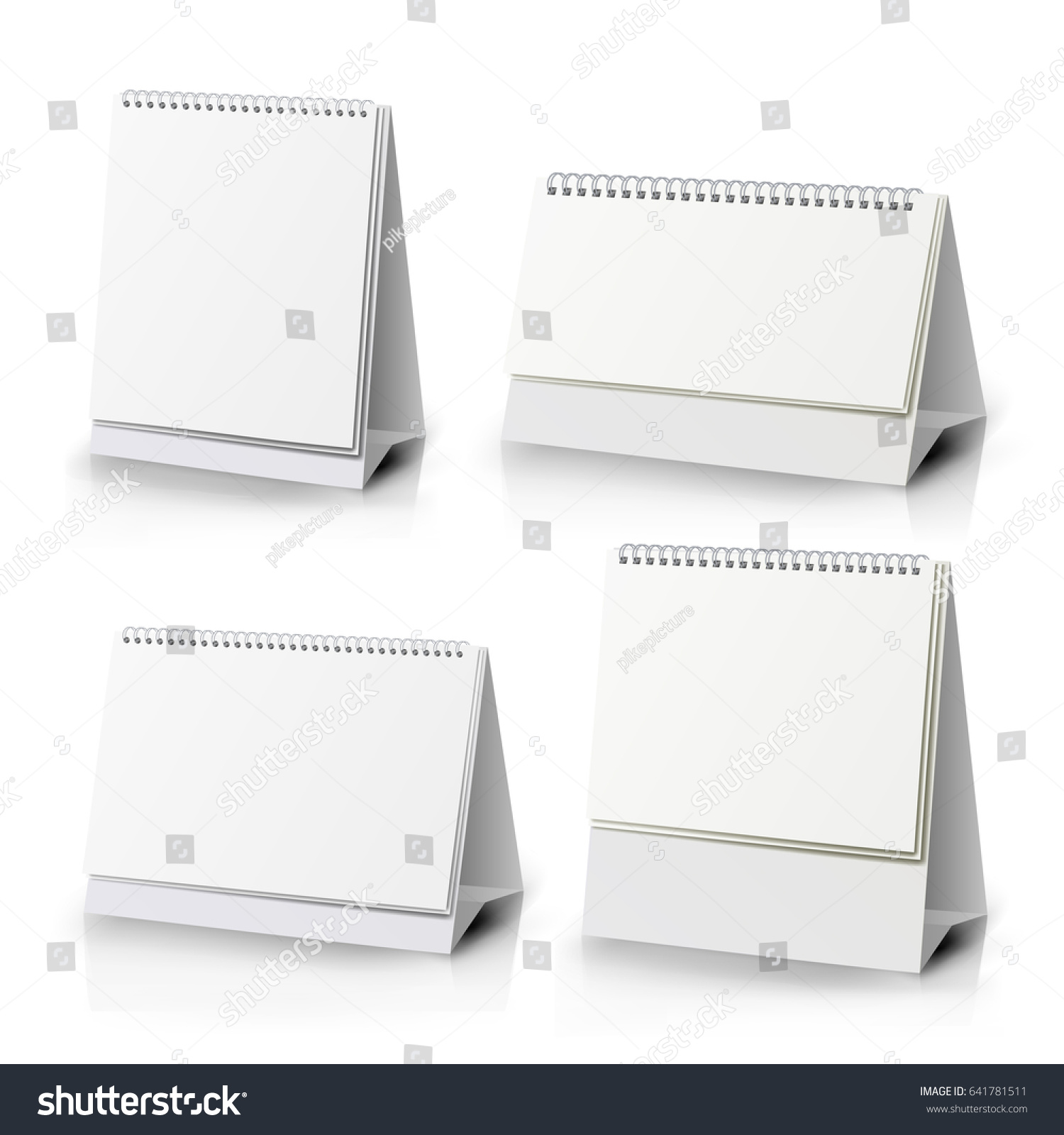 Desk Calendar Set Realistic Standing Blank Stock Vector Royalty