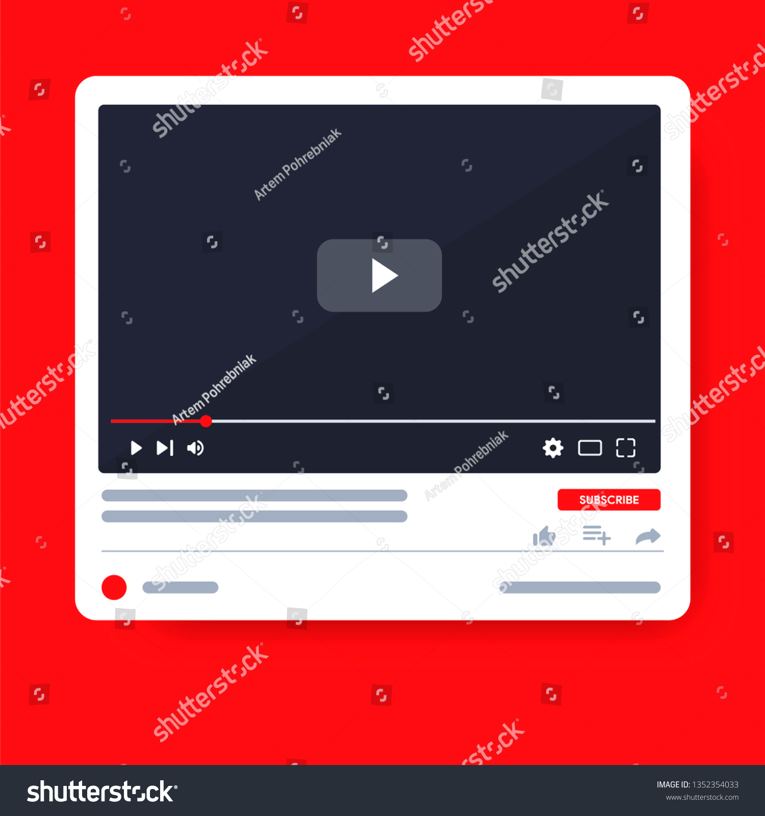 Desktop Video Player Youtube Pc Social Stock Vector Royalty Free