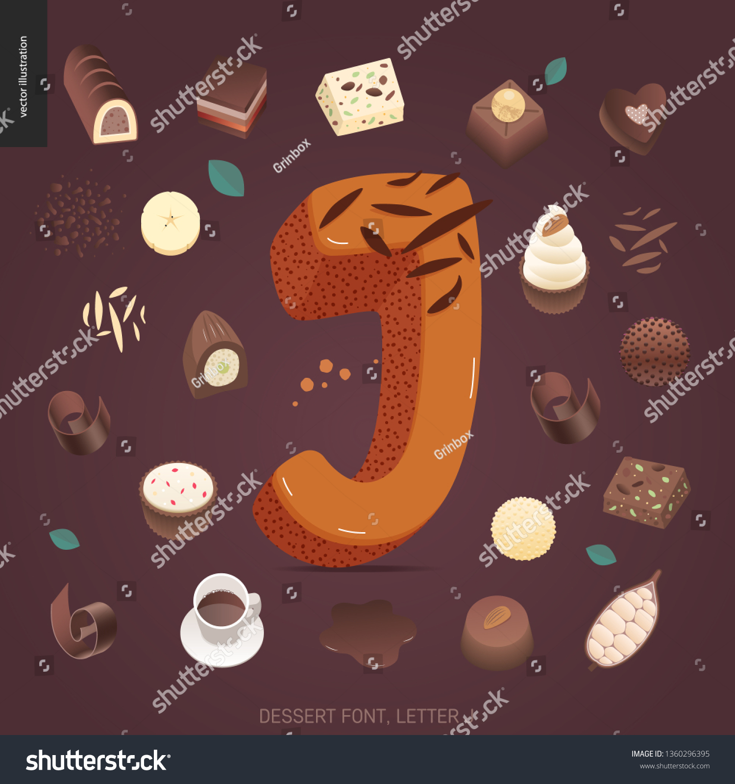 Dessert Font Letter J Modern Flat Stock Vector Royalty Free