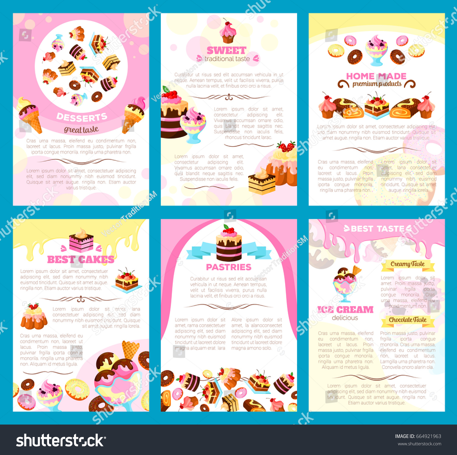 Desserts Bakery Shop Brochure Poster Vector Stock Vector 664921963 ...