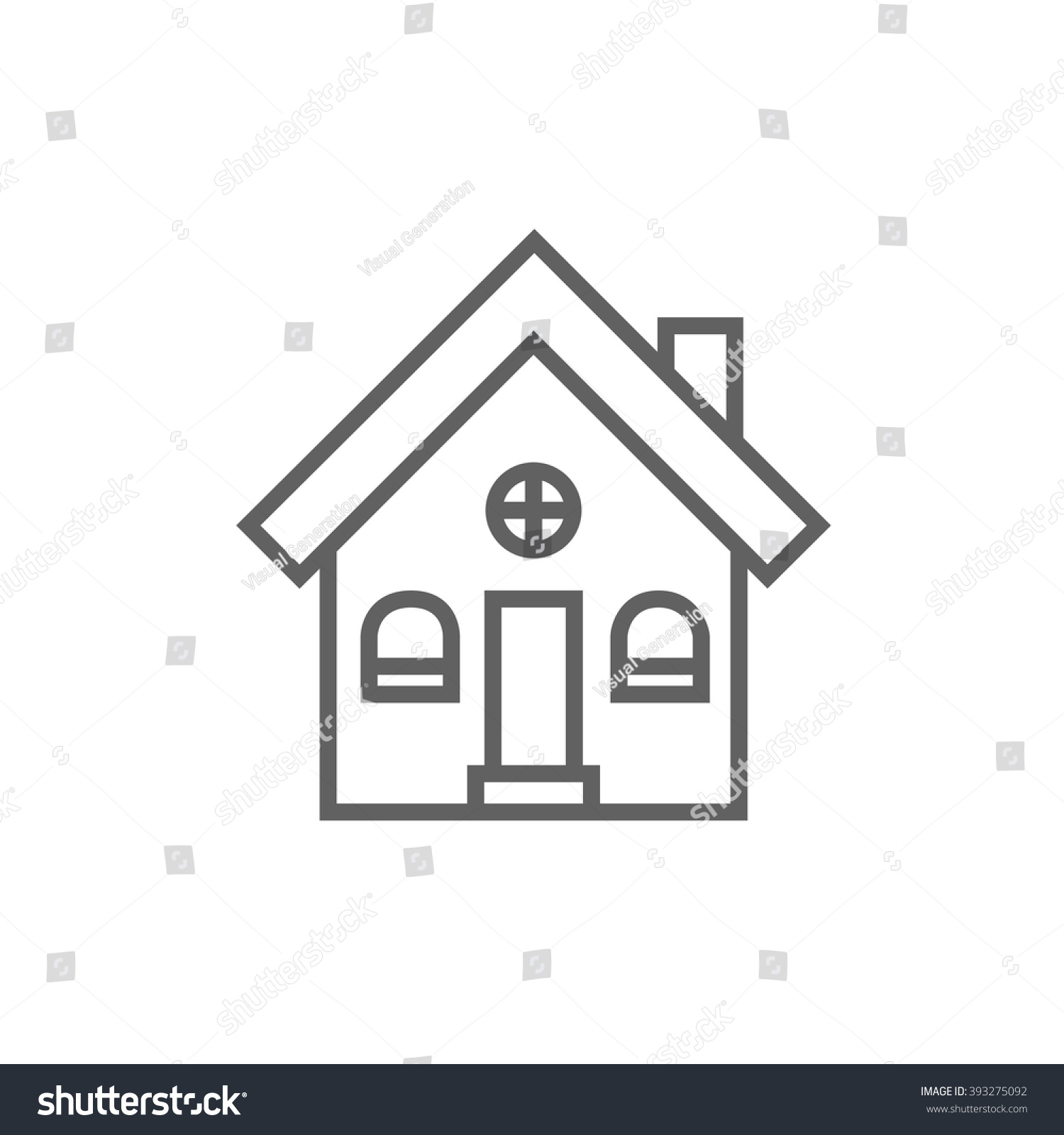 Detached House Line Icon Stock Vector (Royalty Free) 393275092 ...