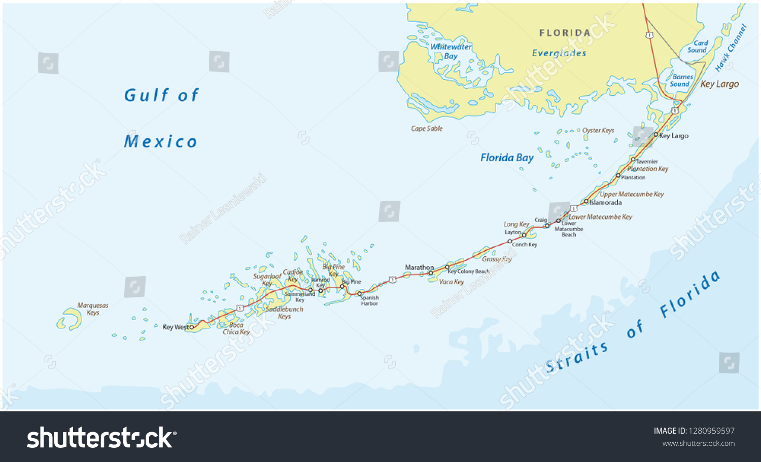 Florida Keys Map Stock Vectors Images Vector Art Shutterstock