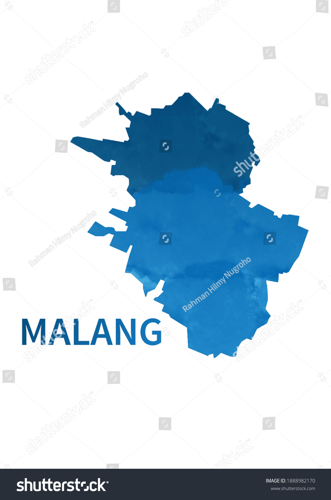 Detailed Blue Vector City Malang Map Stock Vector (Royalty Free ...