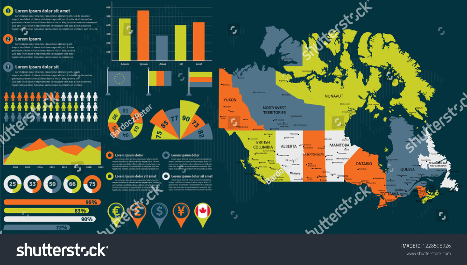 Detailed Canada Map Infographic Elements Vector Stock Vector (Royalty ...