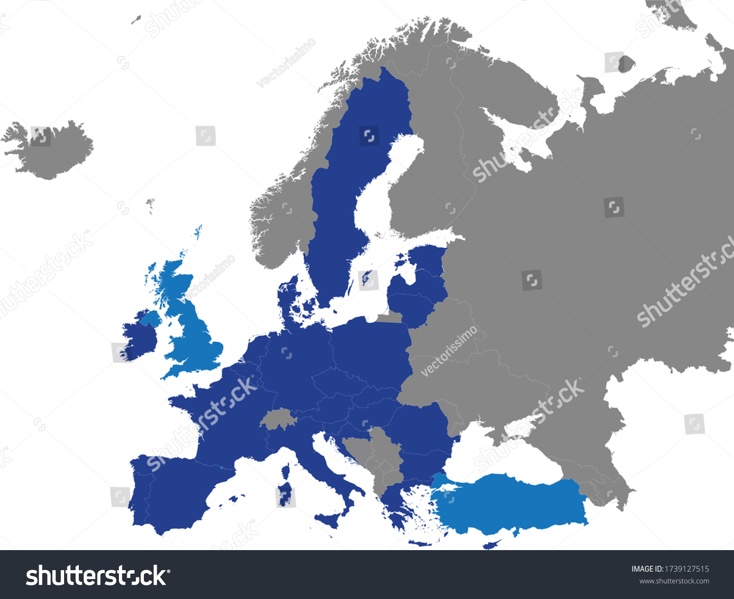 Detailed Colored Flat Political Map European Stock Vector (Royalty Free ...