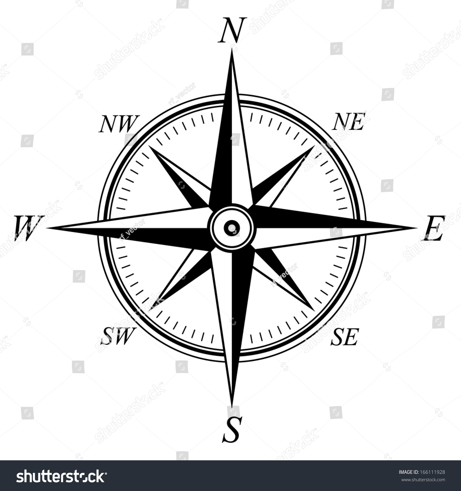 Detailed Compass Windrose Stock Vector Illustration 166111928 ...