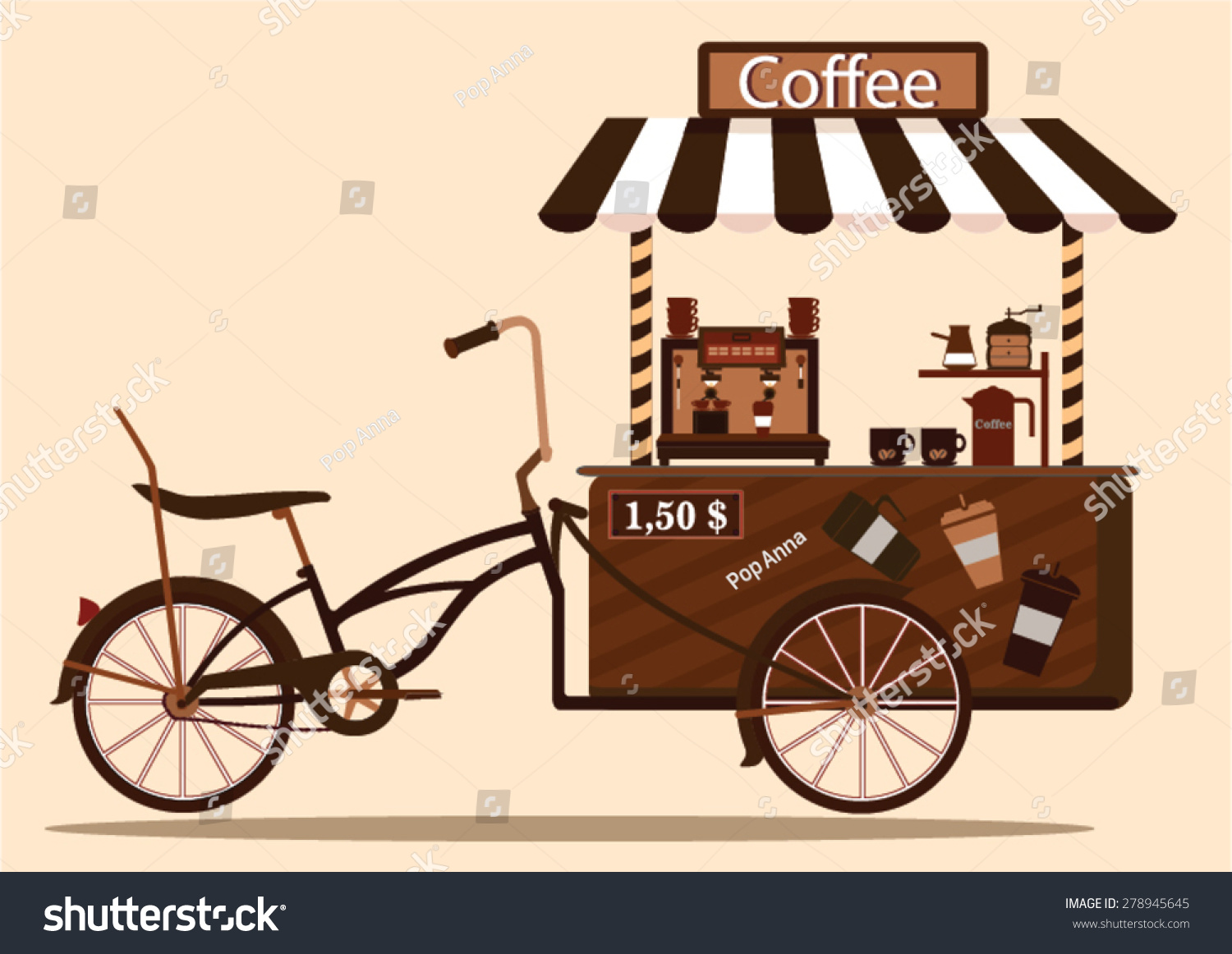 SVG of Detailed creative vector ice cream bicycle cart vintage classic design  svg