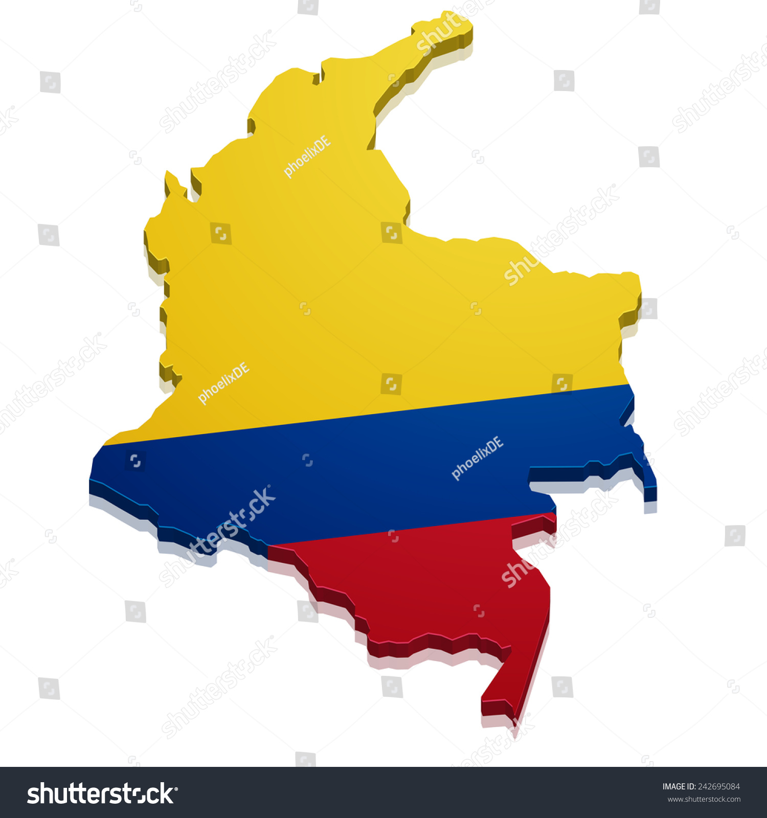 Detailed Illustration Map Colombia Flag Eps10 Stock Vector 242695084 ...