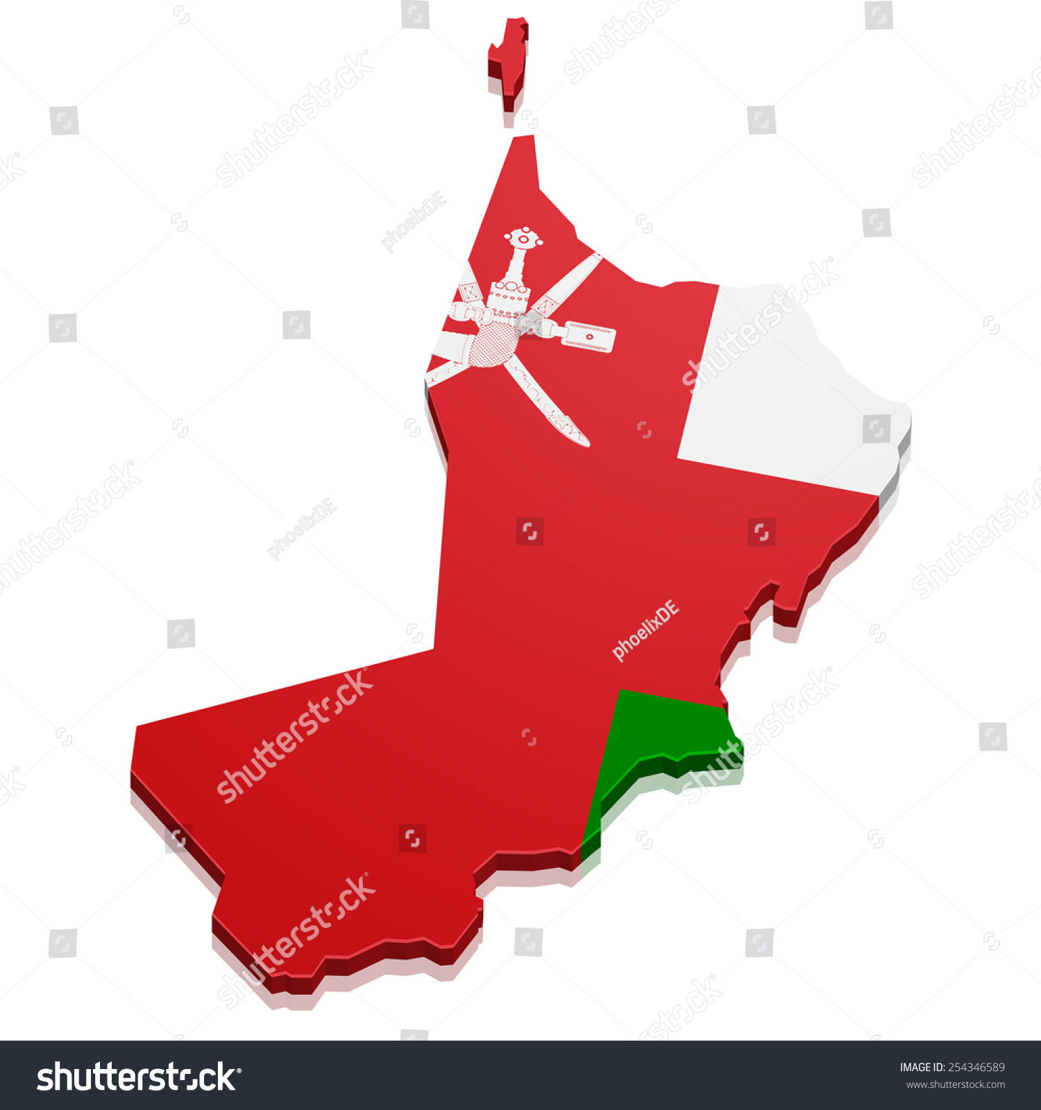 Detailed Illustration Map Oman Flag Eps10 Stock Vector (Royalty Free ...