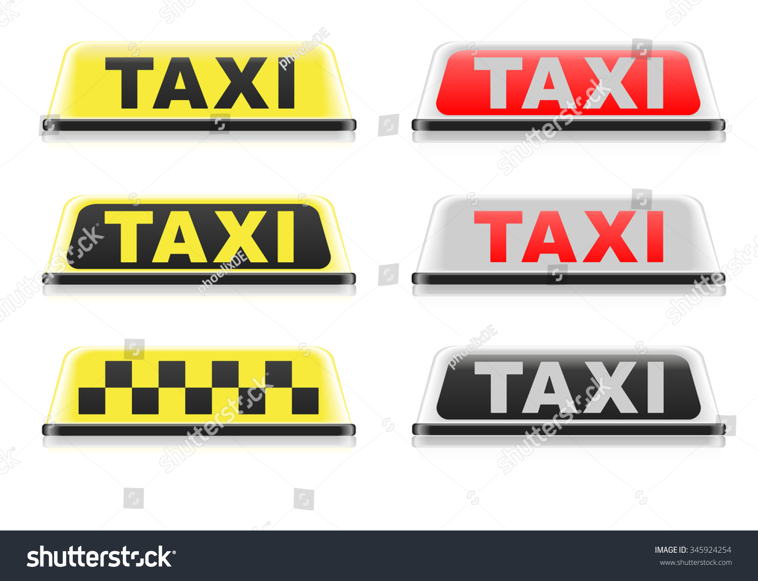 Detailed Illustration Different Taxi Signs Eps10 Stock Vector (Royalty ...