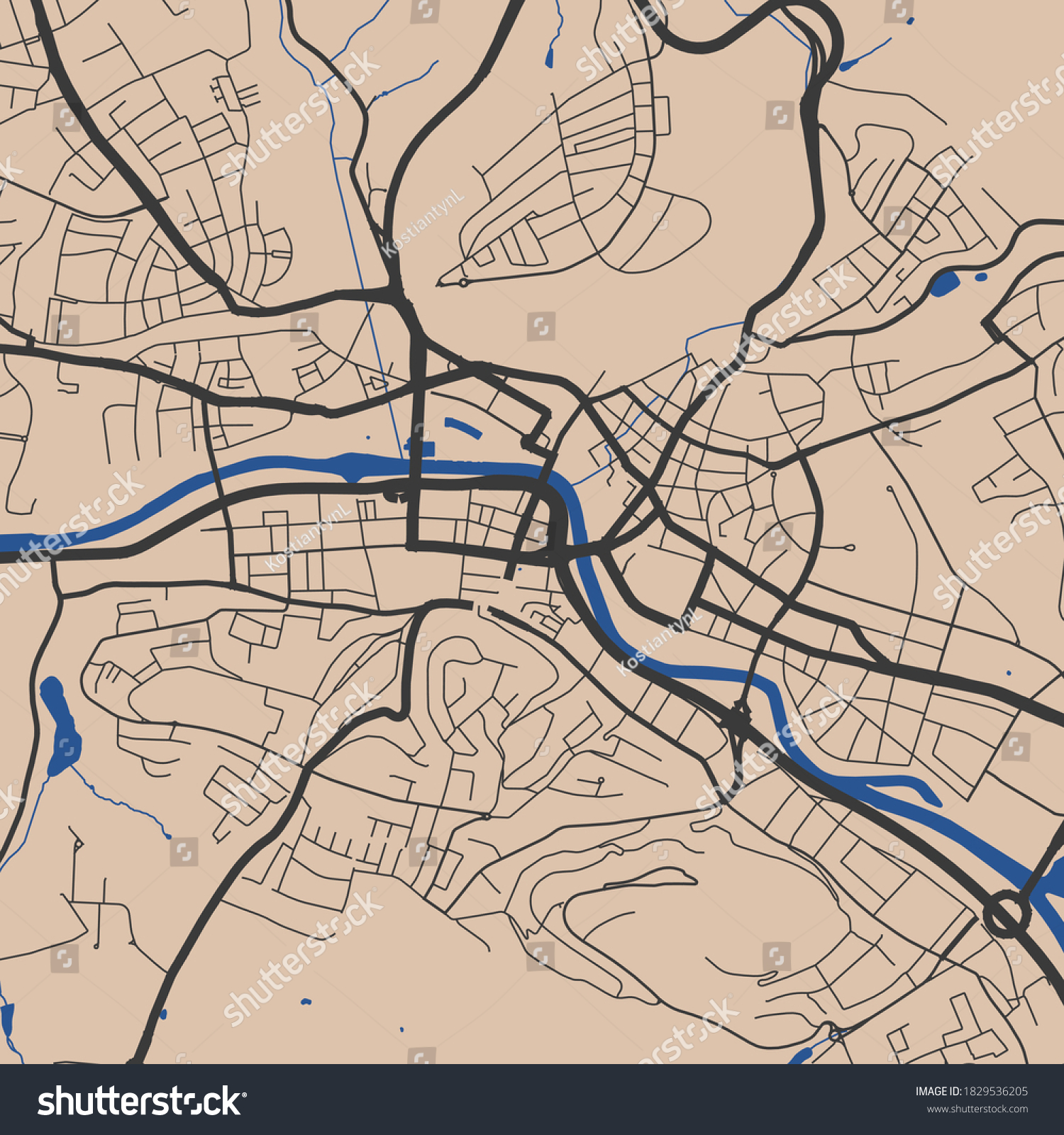 Detailed Map Saarbrucken City Administrative Area Stock Vector (Royalty ...