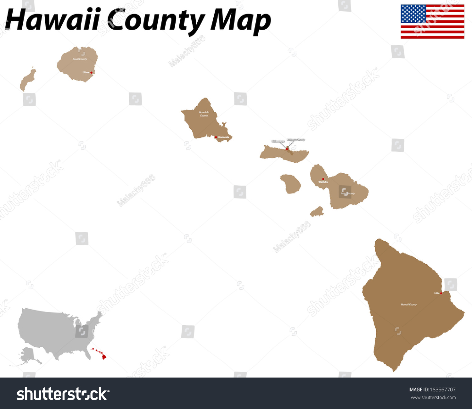 Detailed Map Of The State Of Hawaii With All Counties And Main Cities ...