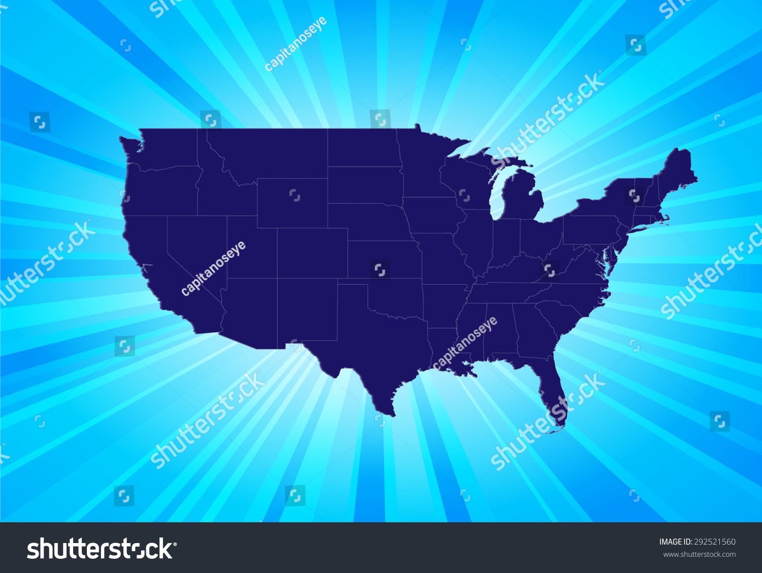 Detailed Map United States Stock Vector Royalty Free 292521560 Shutterstock 9291