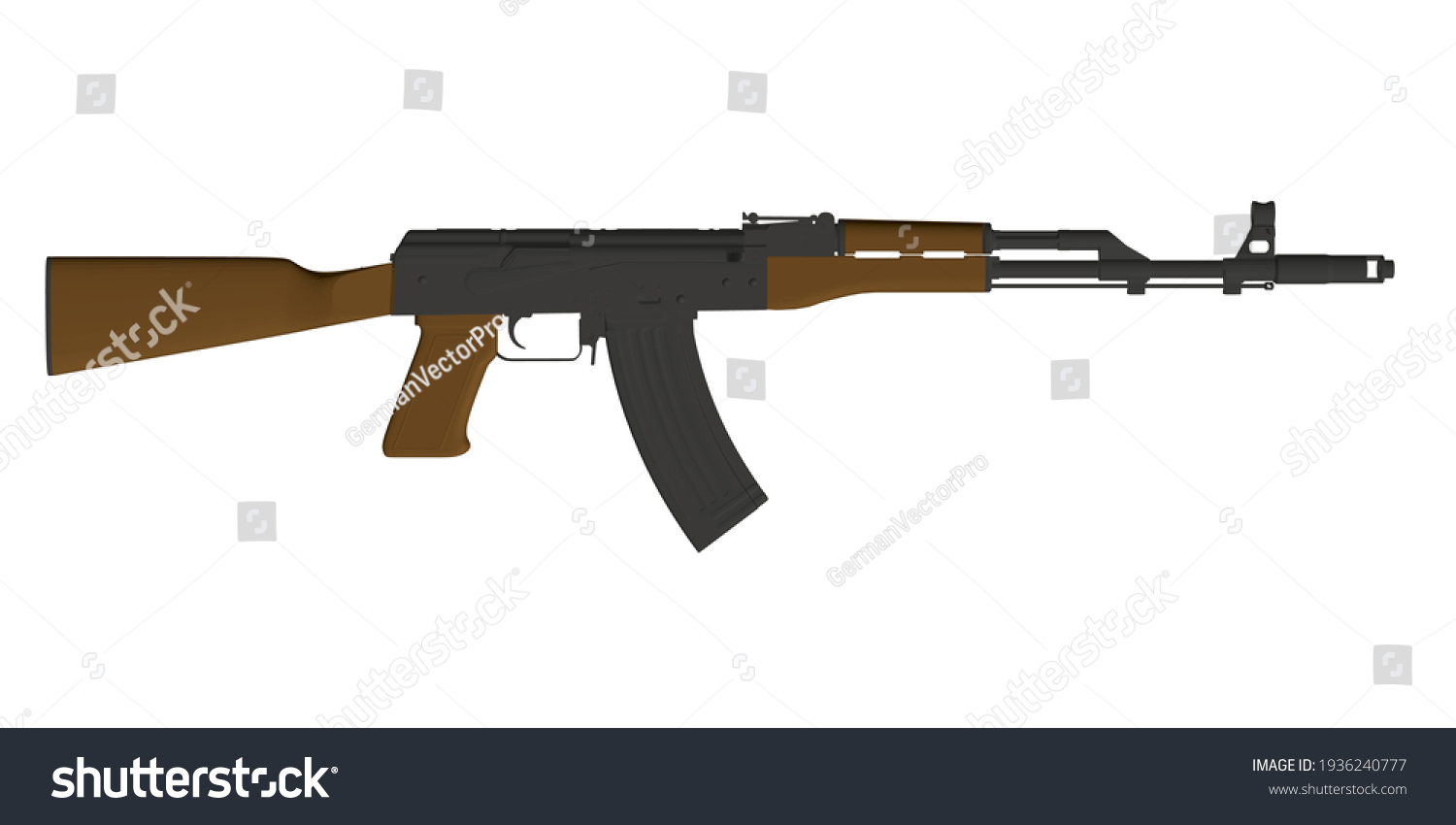 Detailed Model Kalashnikov Assault Rifle 3d Stock Vector (Royalty Free ...