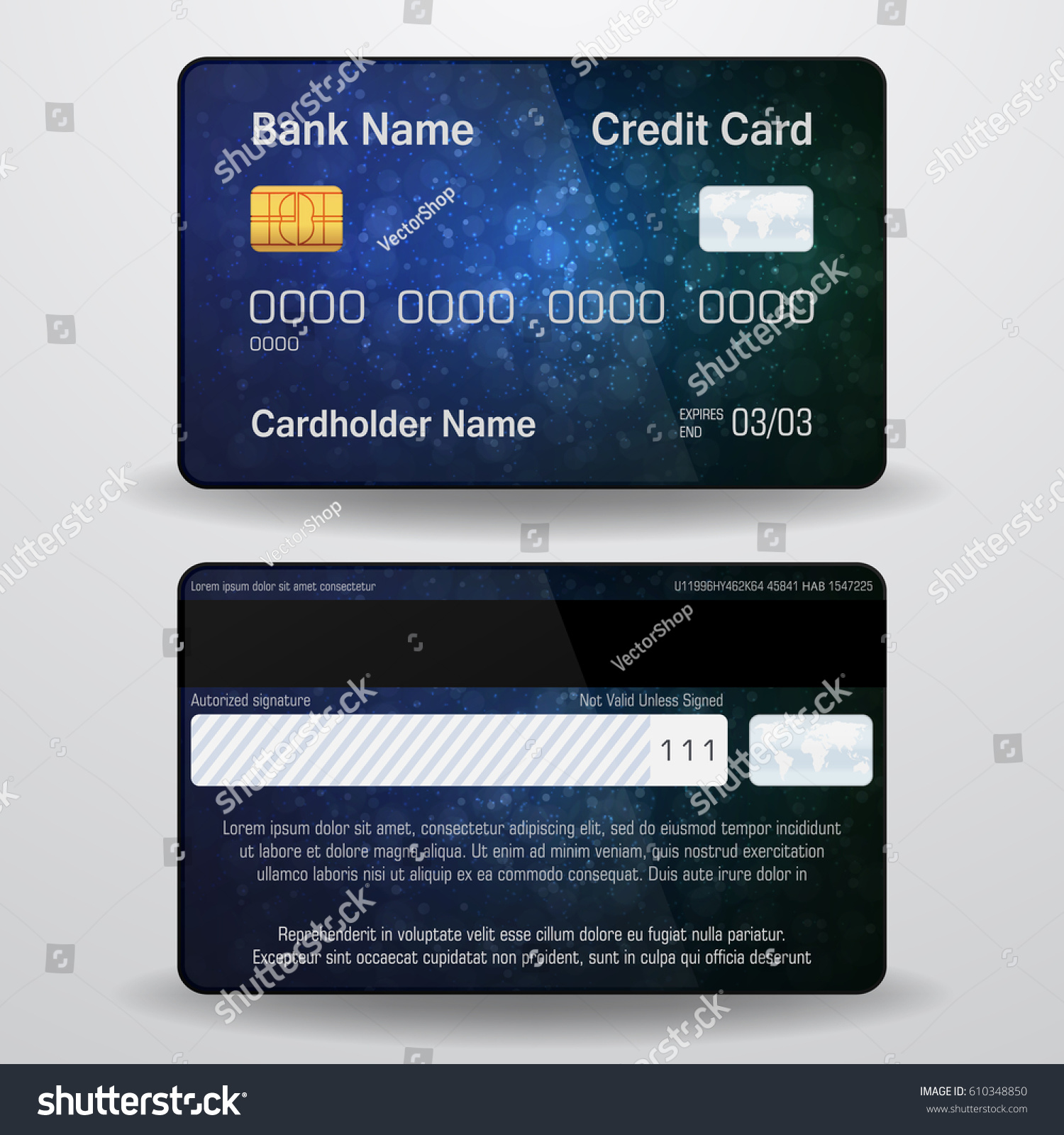 Detailed Realistic Vector Credit Card Front Stock Vector (Royalty Free ...