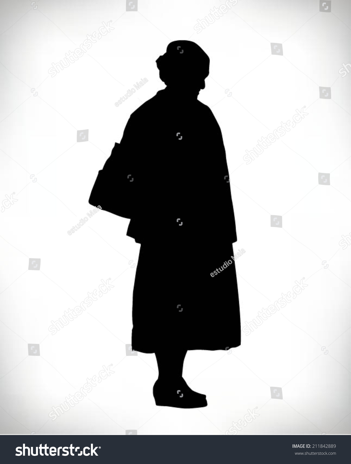 Detailed Silhouette Old Woman Bag Stock Vector 211842889 - Shutterstock