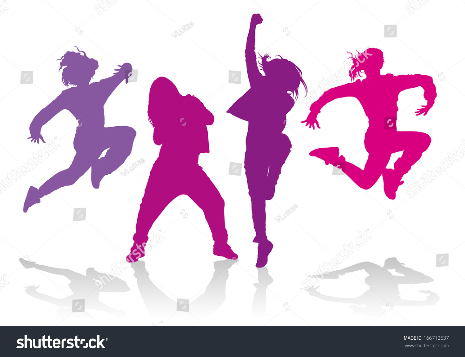 Detailed Silhouettes Of Hip Hop Dancers Stock Vector 166712537 