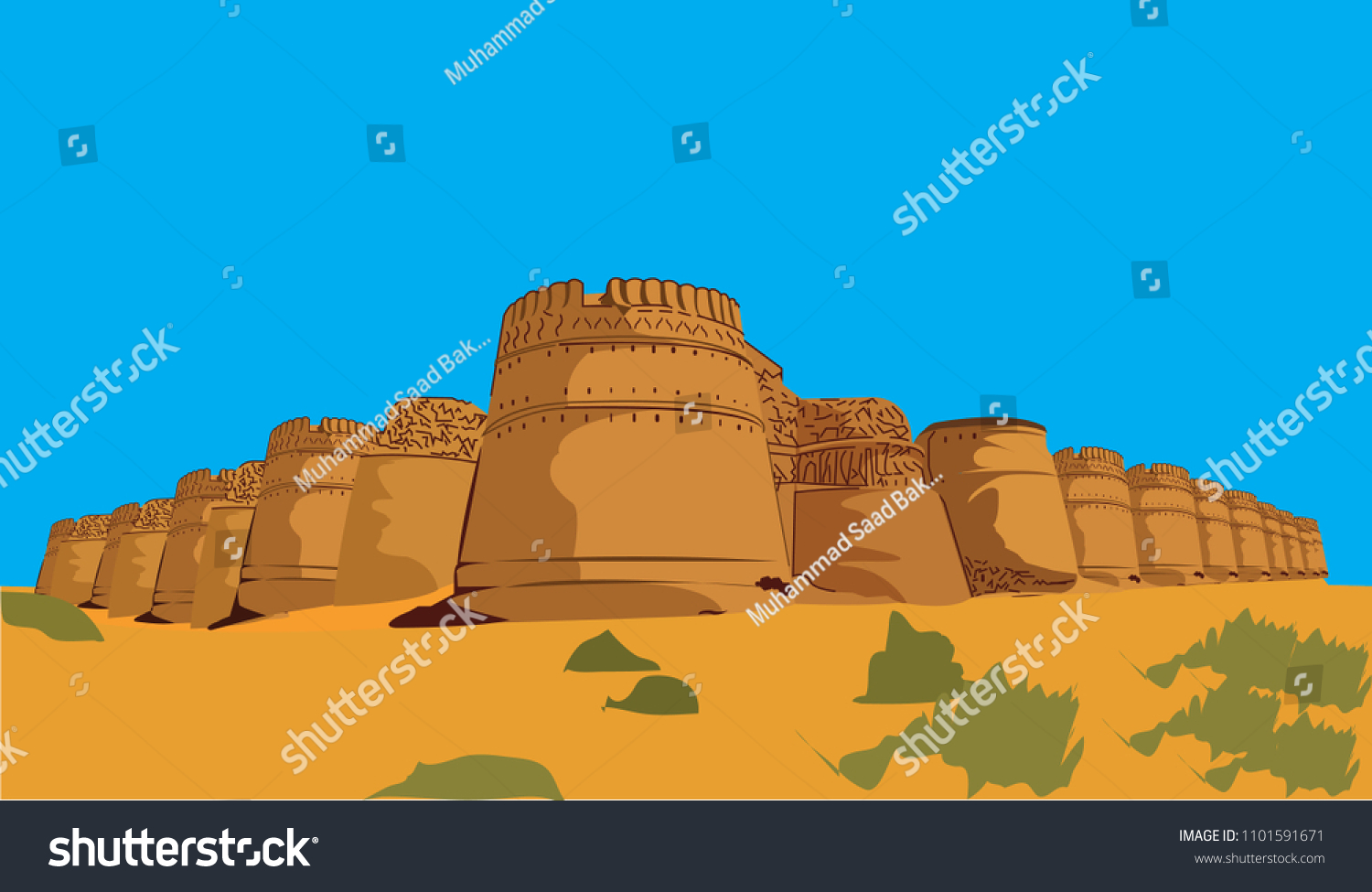 SVG of Detailed vector / illustration of Derawar fort situated in Bahawalpur Pakistan svg