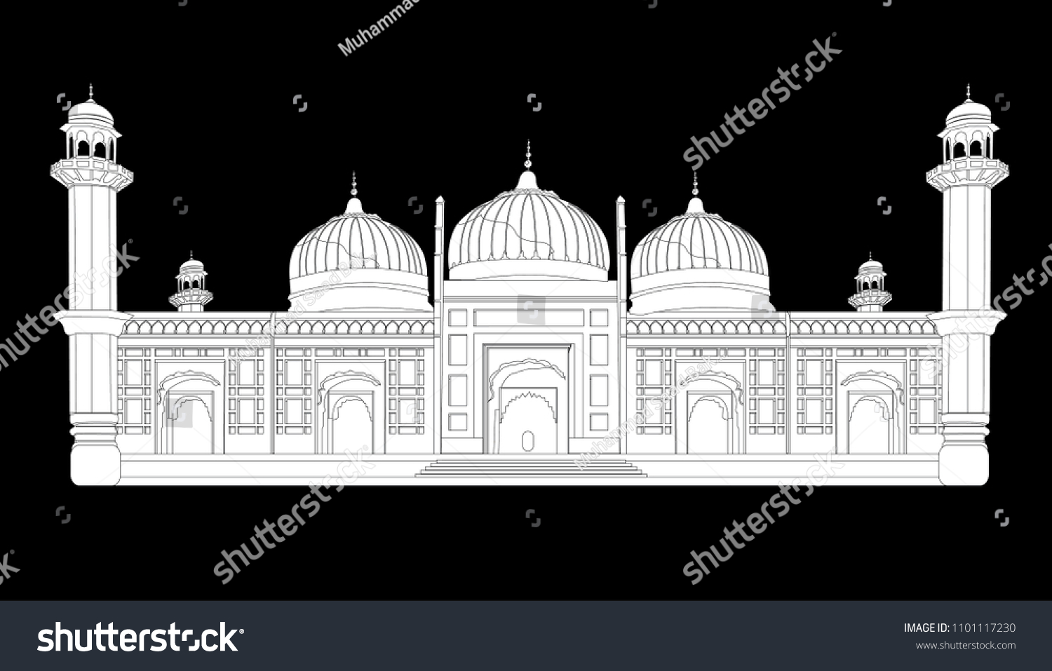SVG of Detailed vector / illustration of Derawar Mosque Situated in Bahawalpur Pakistan svg