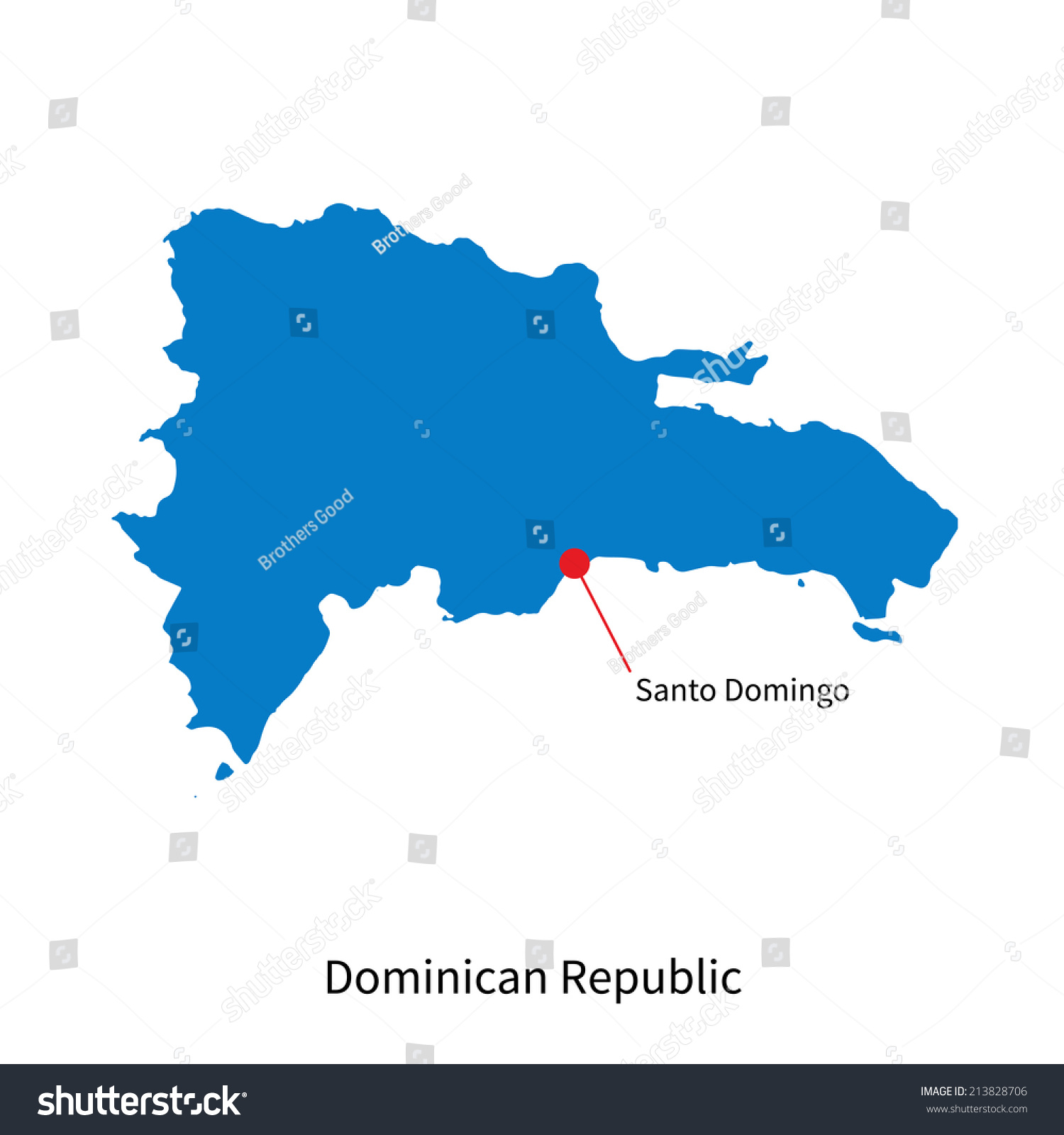 Capital Of Dominican Republic On Map Detailed Vector Map Dominican Republic Capital Stock Vector (Royalty Free)  213828706 | Shutterstock