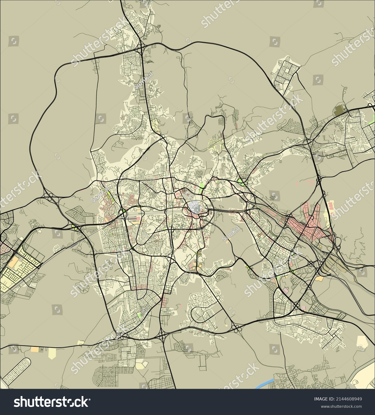 Detailed Vector Map Makkah Saudi Arabia Stock Vector (Royalty Free ...