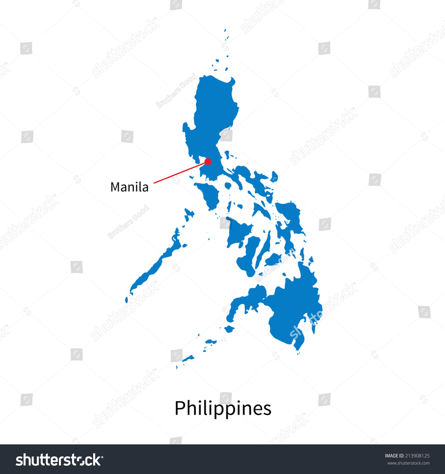 Capital Of Philippines Map Detailed Vector Map Philippines Capital City Stock Vector (Royalty 