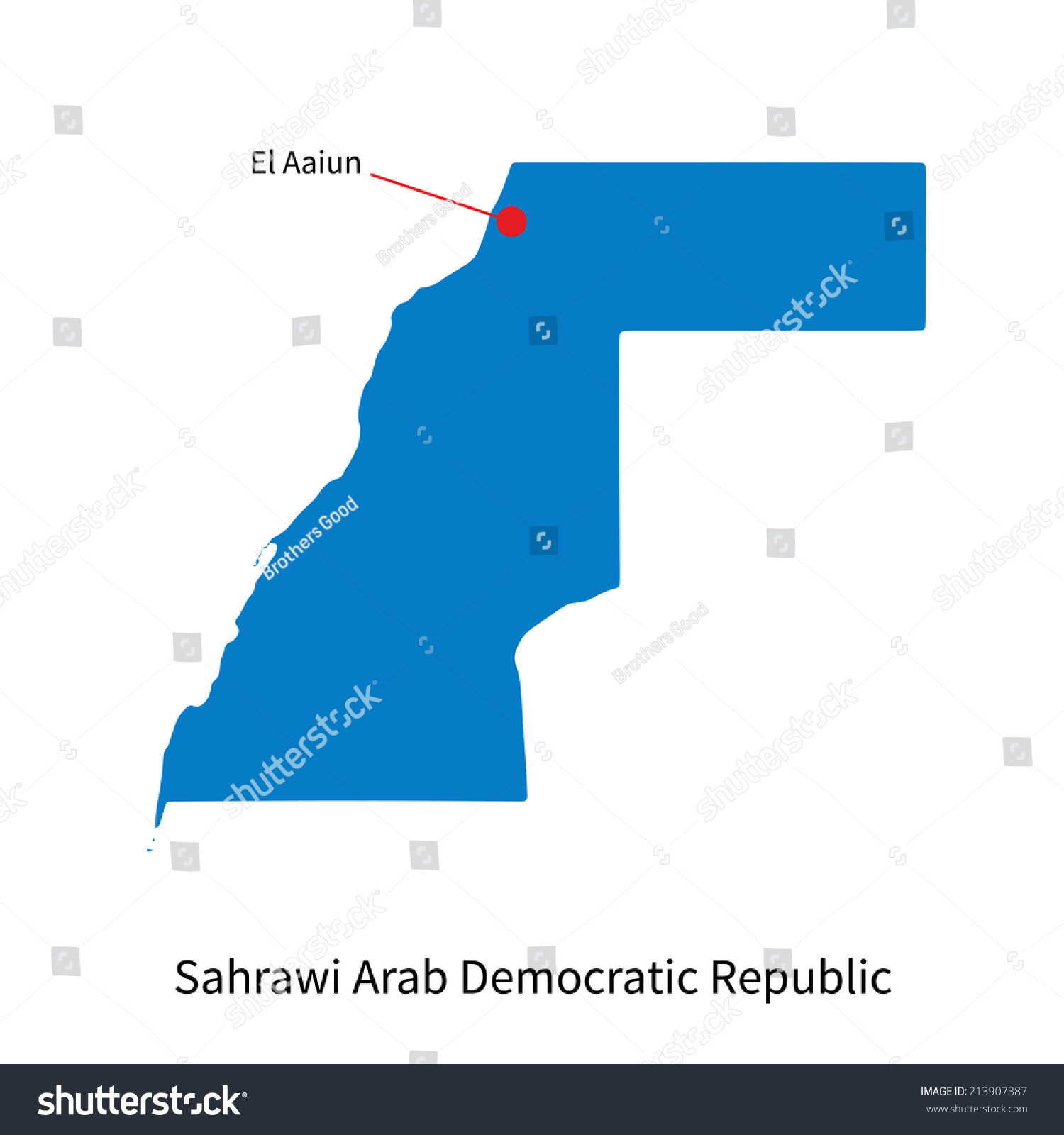 Detailed Vector Map Sahrawi Arab Democratic Stock Vector (Royalty Free 