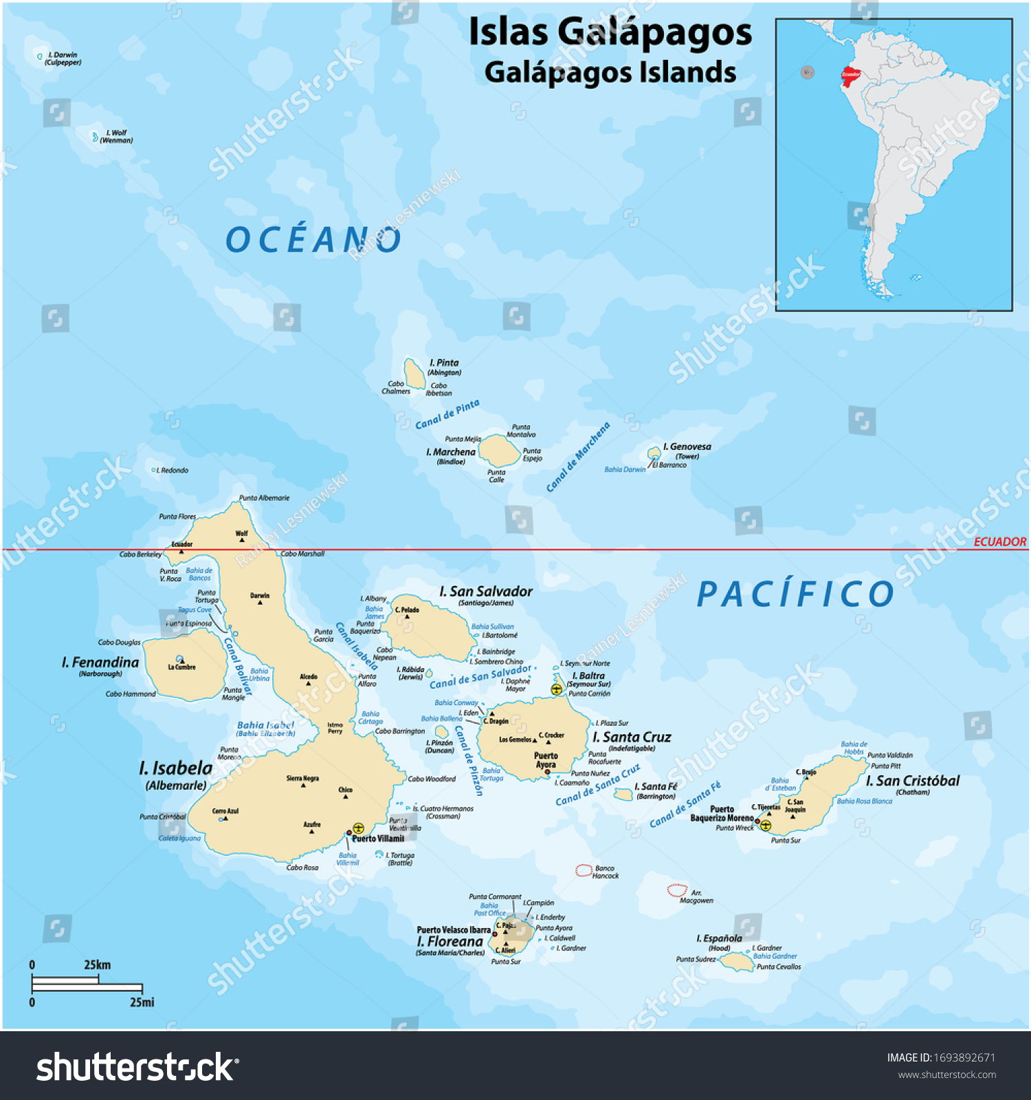 Detailed Vector Map Galapagos Islands Ecuador Stock Vector Royalty Stock Vector Detailed Vector Map Of The Galapagos Islands Ecuador 1693892671