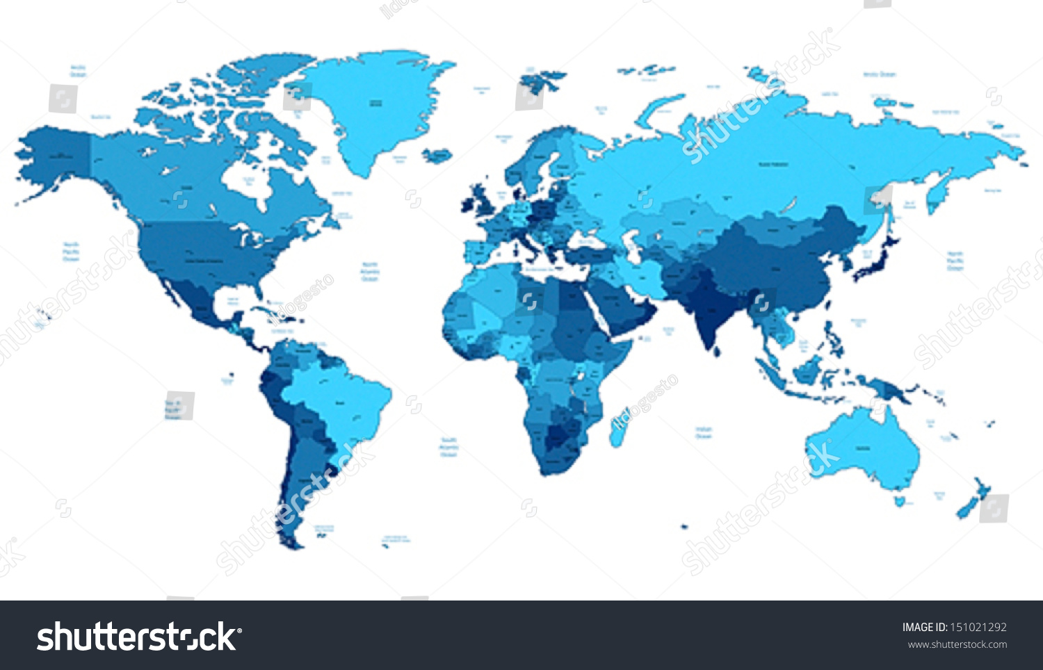 Download Detailed Vector World Map Blue Colors Stock Vector ...