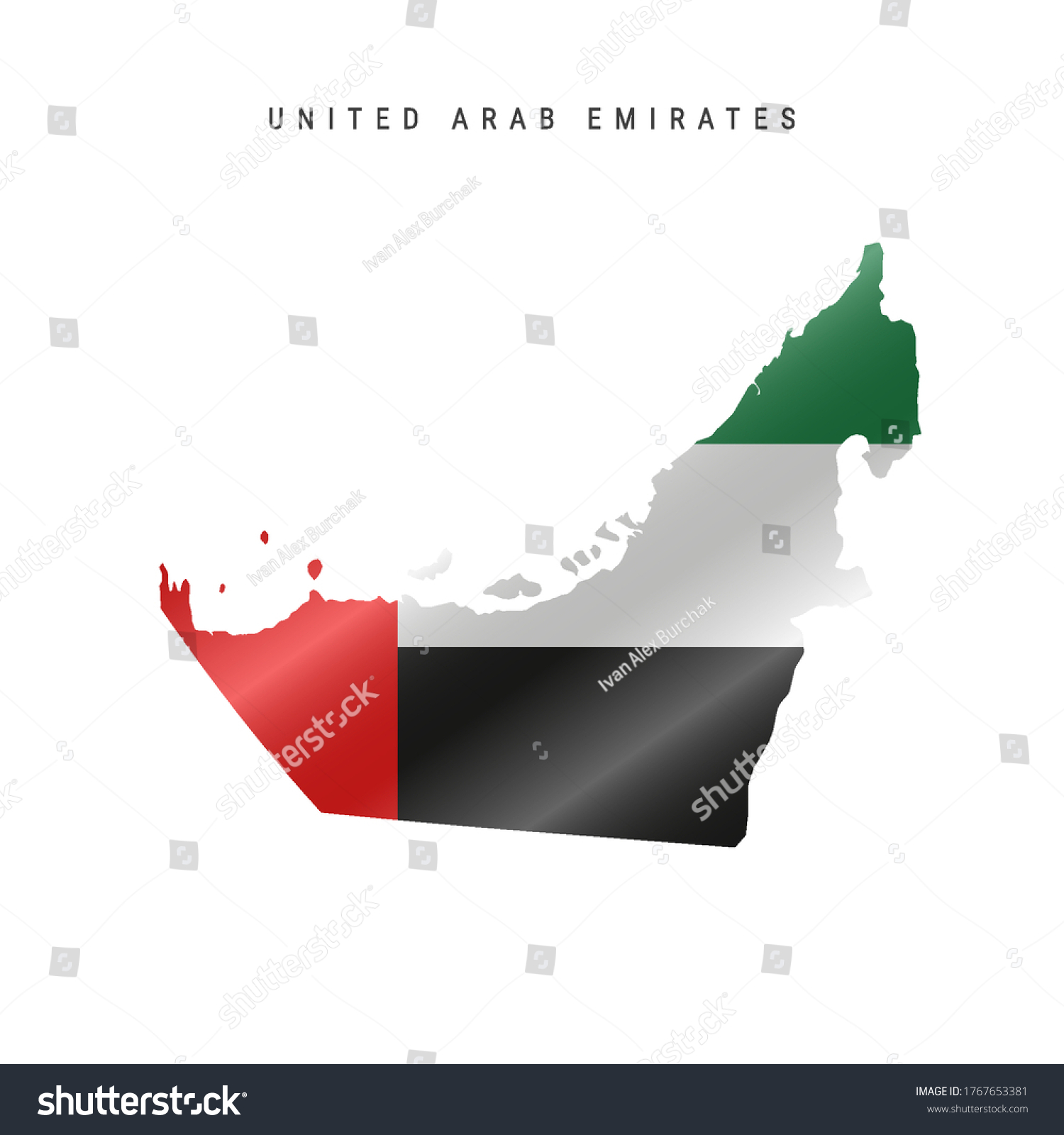 Detailed Waving Flag Map United Arab Stock Vector (Royalty Free ...