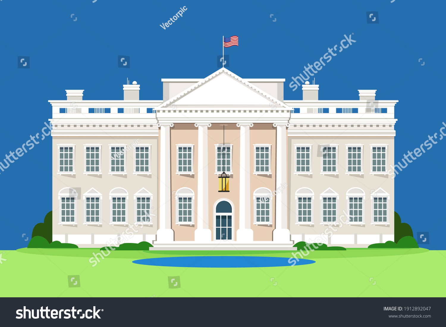 Detailed White House Illustration Vector Illustration Stock Vector ...