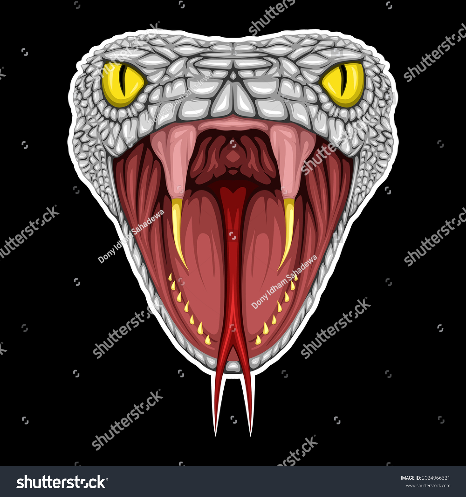 SVG of Detailed White Snake with Opened Mouth Vector Isolated on Blank Background svg