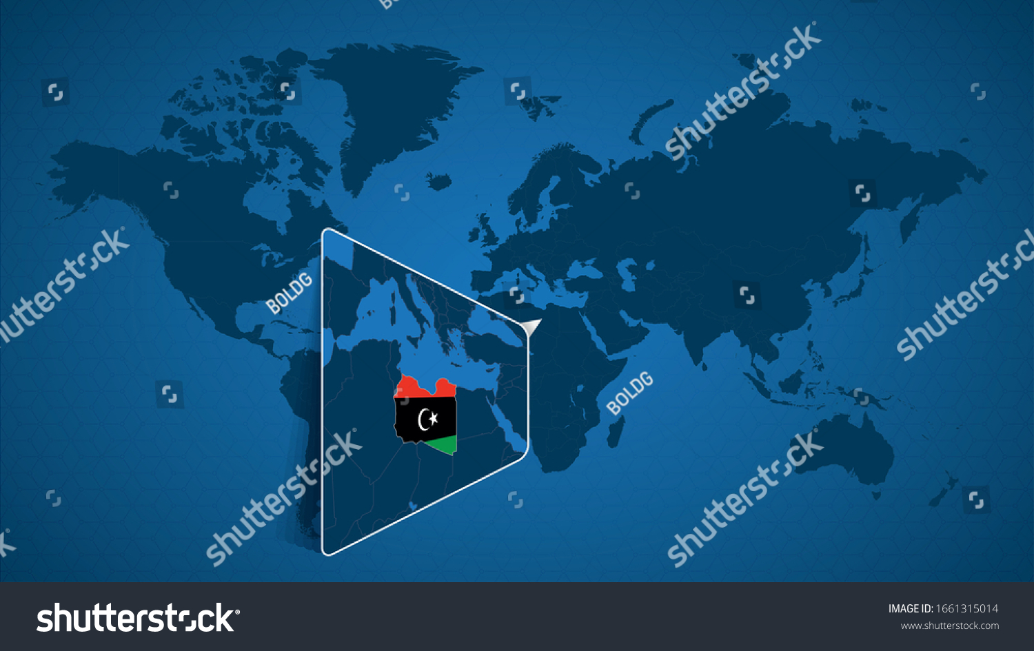 Detailed World Map Pinned Enlarged Map   Stock Vector Detailed World Map With Pinned Enlarged Map Of Libya And Neighboring Countries Libya Flag And Map 1661315014 