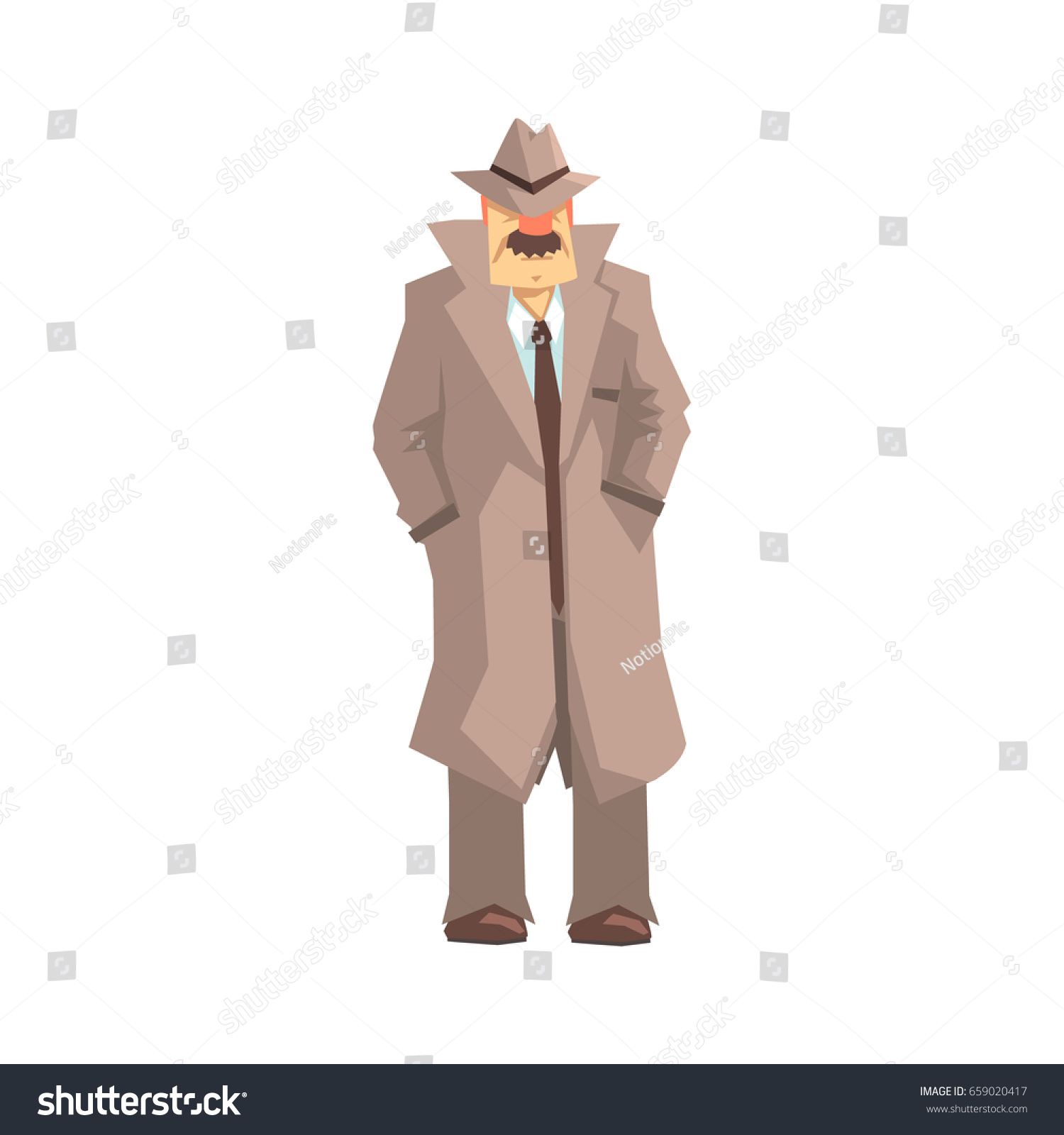 Detective Character Standing Private Investigator Inspector Stock ...