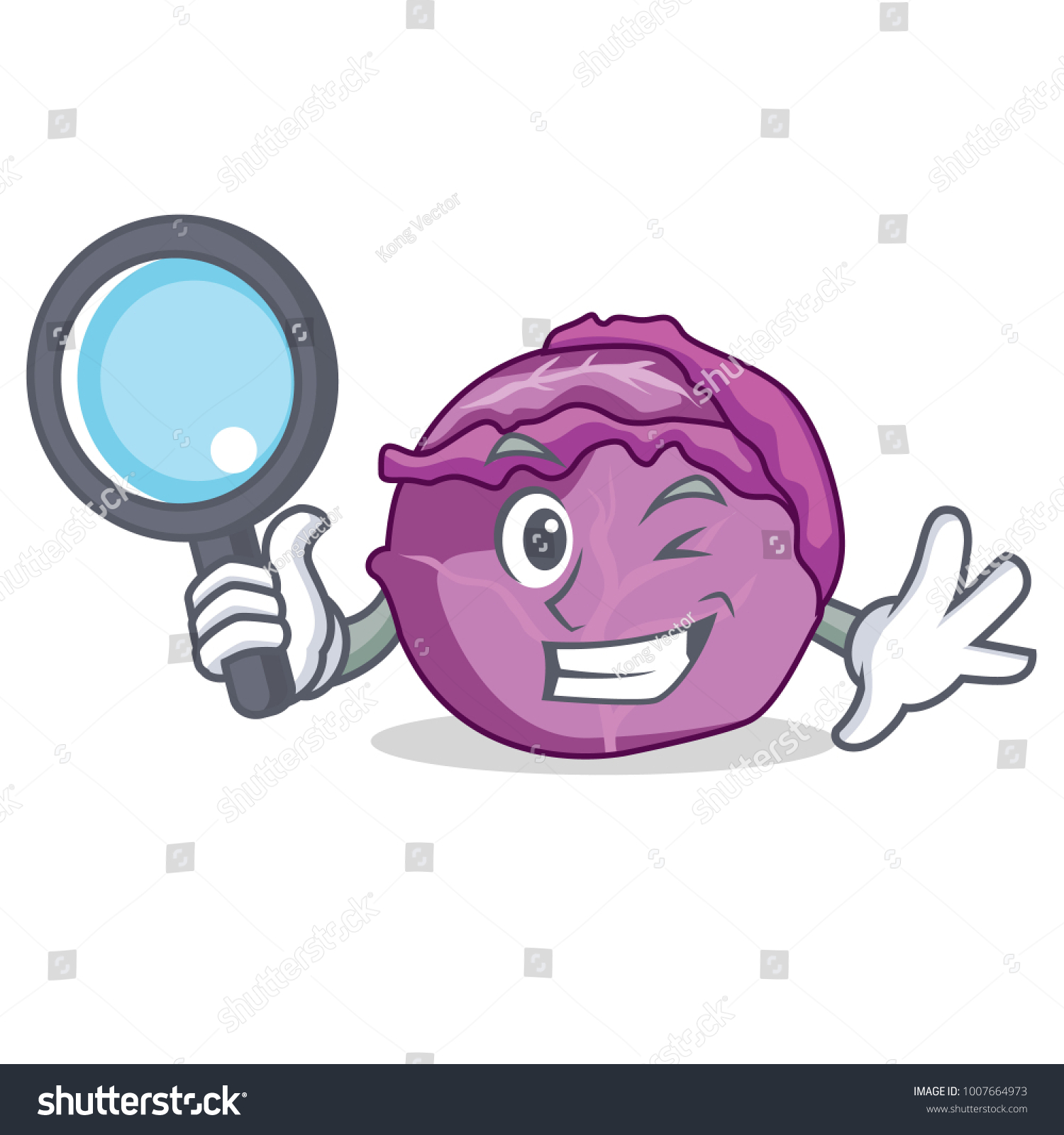 Detective red cabbage character cartoon